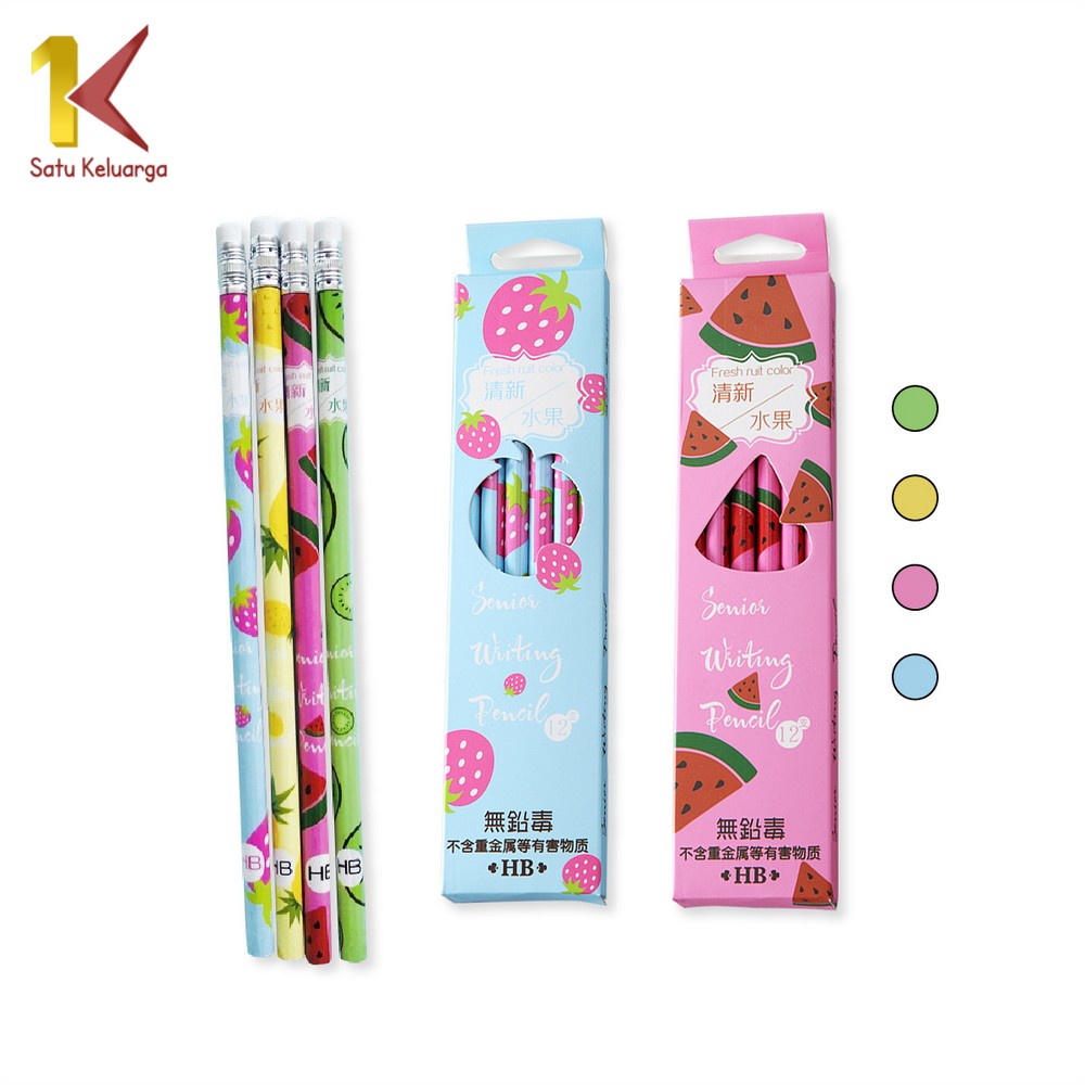 

Satu Keluarga Pensil Kayu Set 12IN1 Motif Buah Dengan Penghapus A49 Pensil 12pcs Alat Tulis Sekolah Pencil Fruits With Eraser Praktis Import