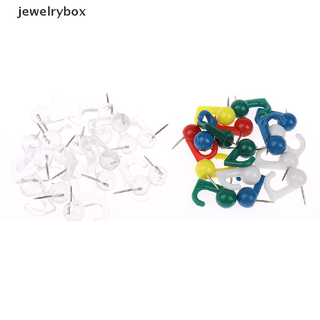 [jewelrybox] 50pcs/box Kepala Bulat Plastik Push Pin Hooks Hanging Kit Thumb Tacks Boutique