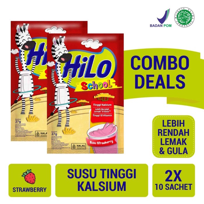 

[ COD ] Twin Pack: HiLo School Strawberry 10 Sch - Susu Tinggi Kalsium