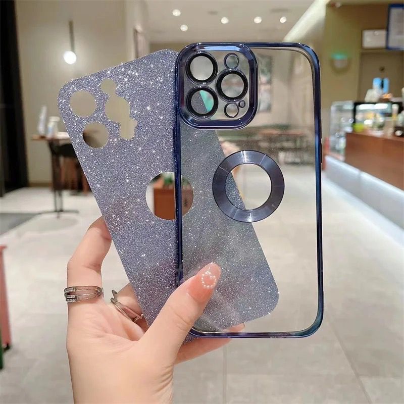 PREMIUM SOFT CHROME GLITER LUBANG LOGO iPhone 14 PRO MAX PLUS 13 PRO MAX Mini LENS LENSA GLASS CAMERA PROTECTOR HOLE APPLE Softcase Soft Case Silikon Silicone Jelly Hardcase