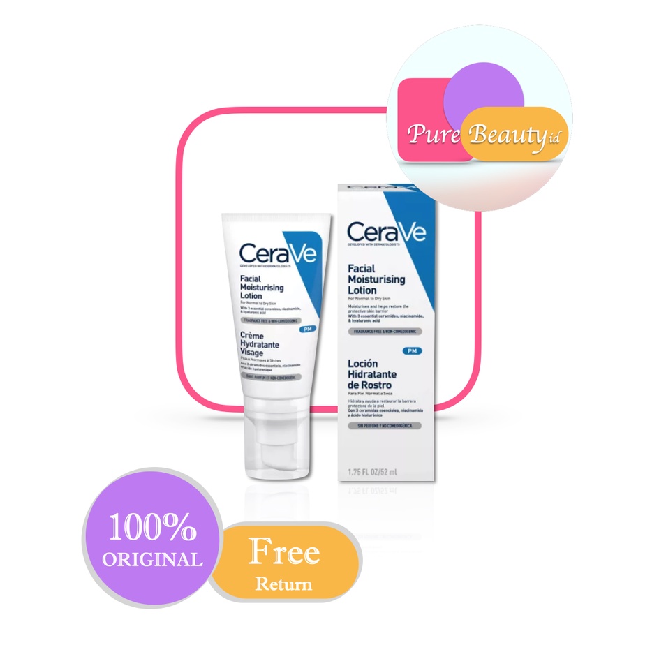 CeraVe Facial Moisturising Lotion 52ml ❤100% Original ❤ Ceramides Krim pelembab Sekaligus pencerah Night cream