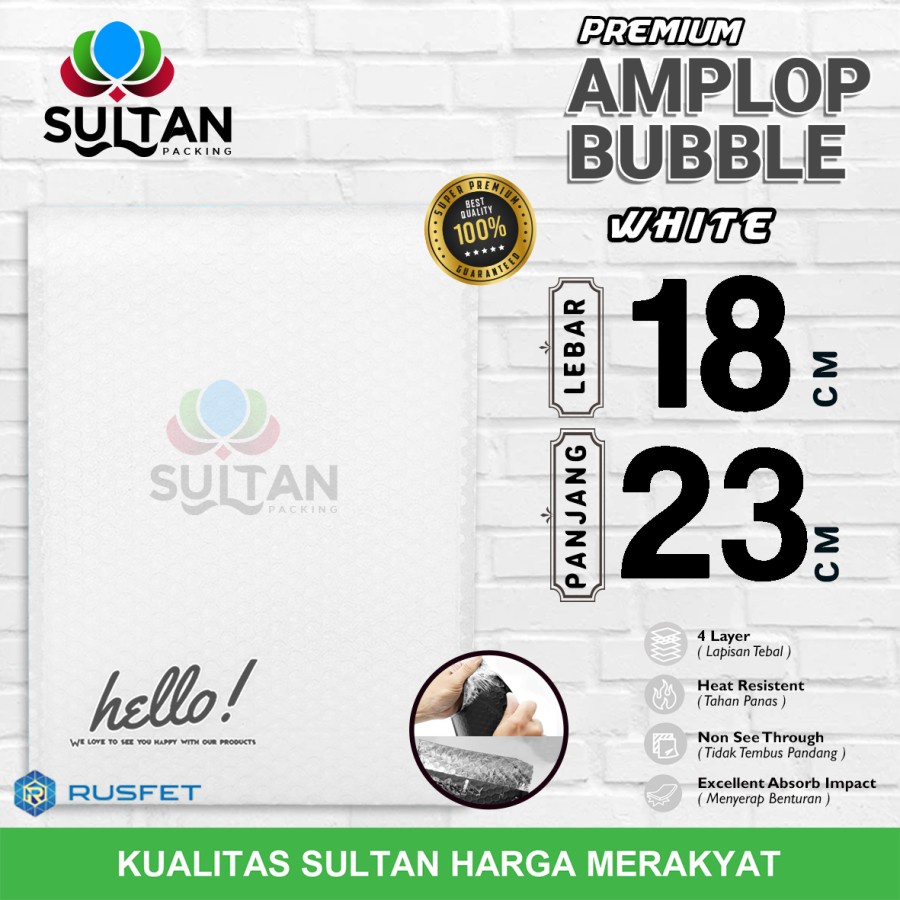 

AMPLOP BUBBLE MAILER WHITE 18x23cm ENVELOPE WRAP RUFSET PREMIUM SATUAN