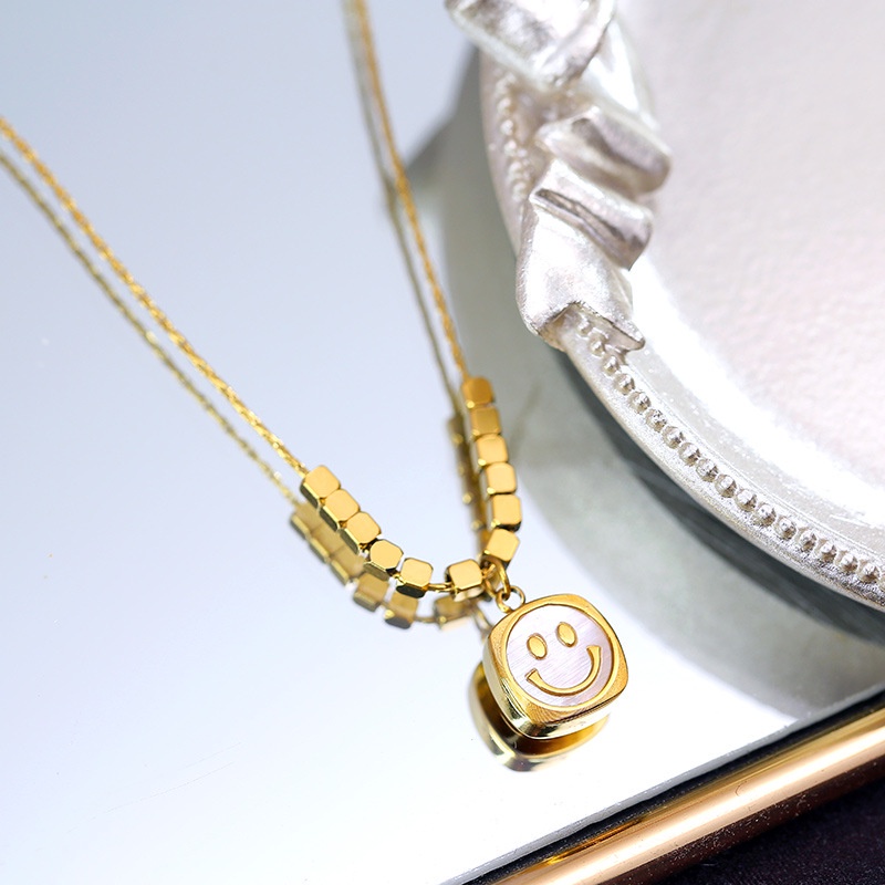 Kalung smile susun kubus titanium anti karat harga grosir bisa cod harga grosir bisa bayar di tempat