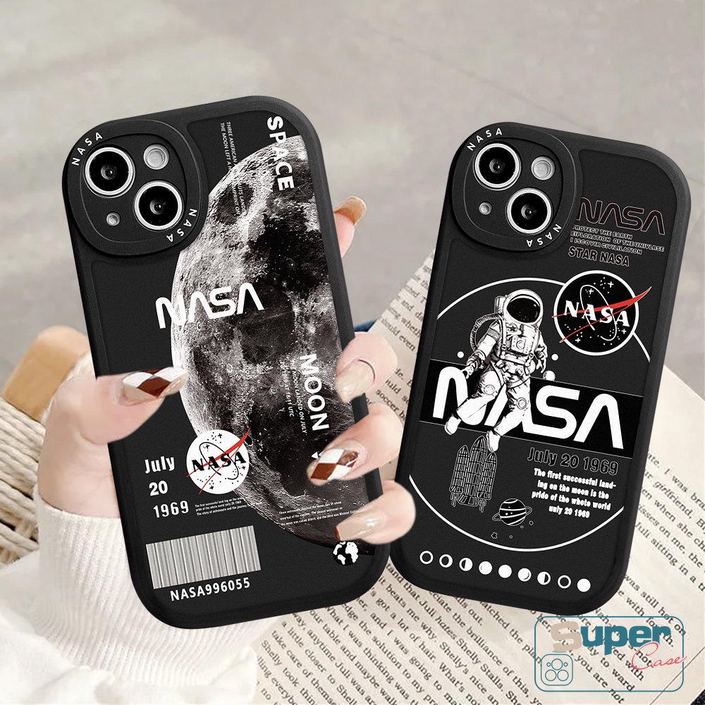IPHONE Fashion NASA Silicon Phone Case Kompatibel Untuk Iphone11 14 13 12 Pro Max7 8 6 6s 14 Plus XR X XS MAX SE 2020 Bulan Astronot Lembut Tpu Case Cover