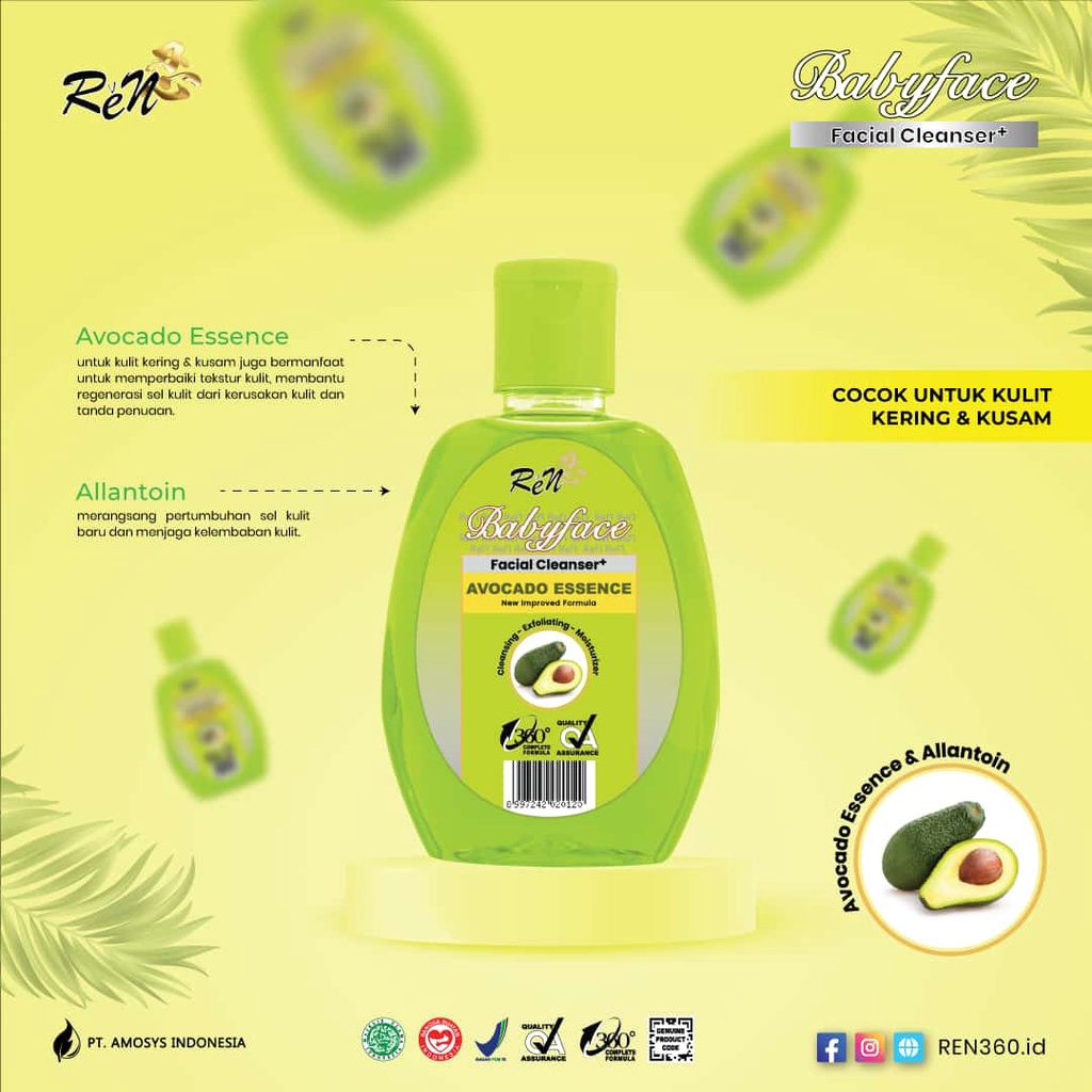 ❤ MEMEY ❤ REN Baby Face Facial Cleanser+ Avocado Essence | Toner 150ml