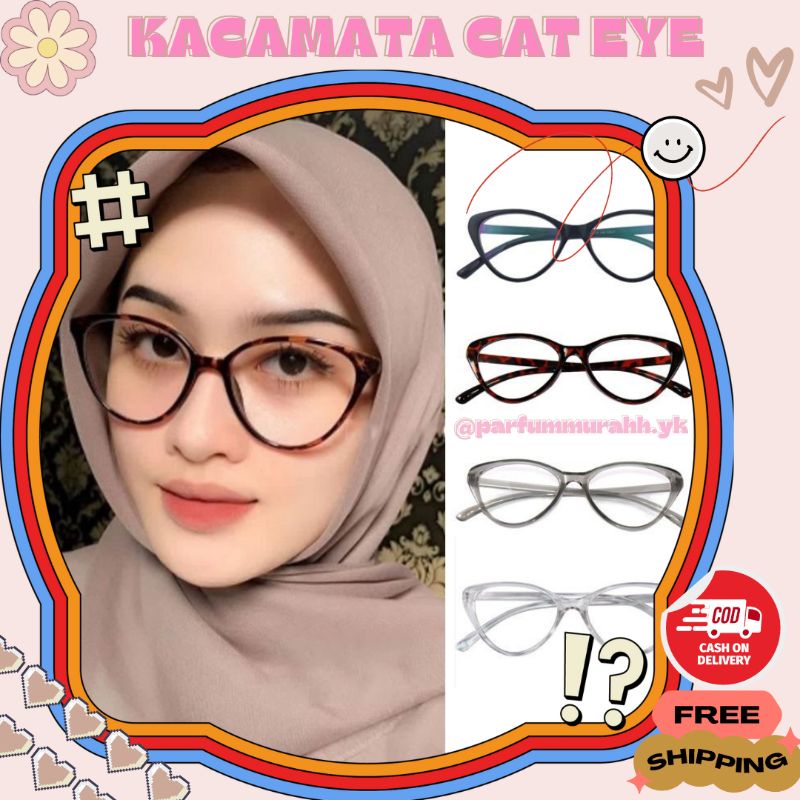 [PROMO‼️] Kacamata Cat Eye • Kacamata Eye Cat Bening • Kacamata Fashion • Kacamata Korea Wanita • Ka