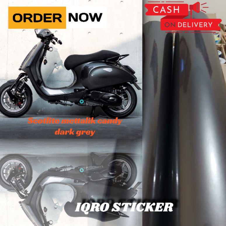 [KODE 77]  Sticker scotlite dark grey mettalik candy skotlet motor abu candy scotlet hitam doff glos