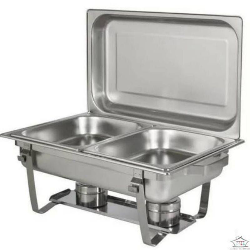 Chafing Serving Dish Squre Jumbo Set Stainless Steel BMW / Prasmanan Premium Set 2 Sekat 12 L