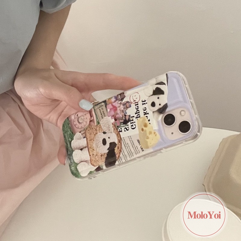 IPHONE Kreatif Case Kompatibel Untuk Iphone11 13 12 Pro Max 7Plus 8Plus 14 6 6s Plus Xr X Xs Max SE 2020 Lucu Kartun Klip Art Anjing Shockproof Airbag Lembut TPU Transparan Phone Cover