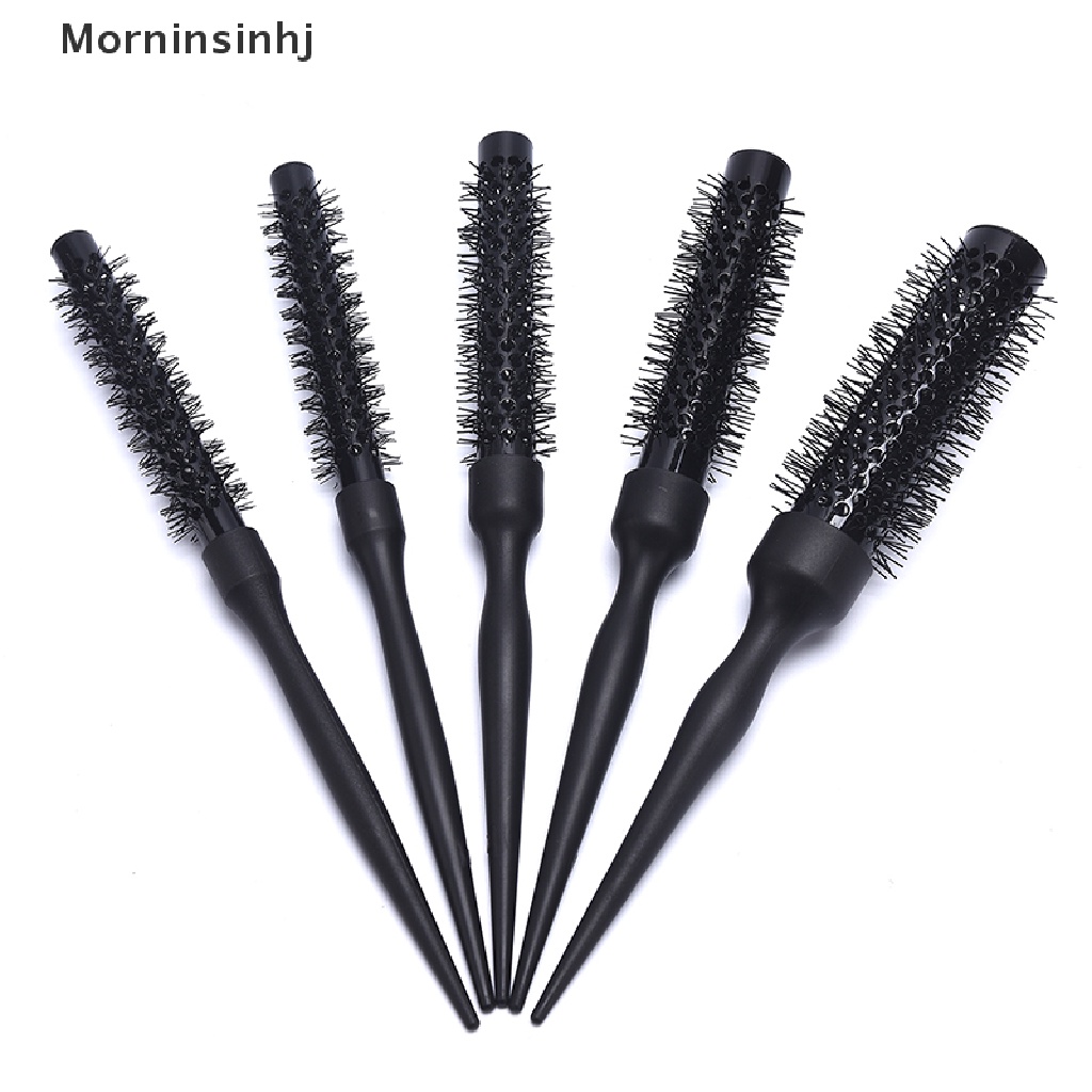 Mornin Sikat Rambut Roll Bulat Keriting Hitam Nylon Sisir Profesional Salon Barber Hairbrush id