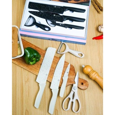 Pero Granite Knife Set of 5 / Set Pisau Dapur Granite Anti Lengket