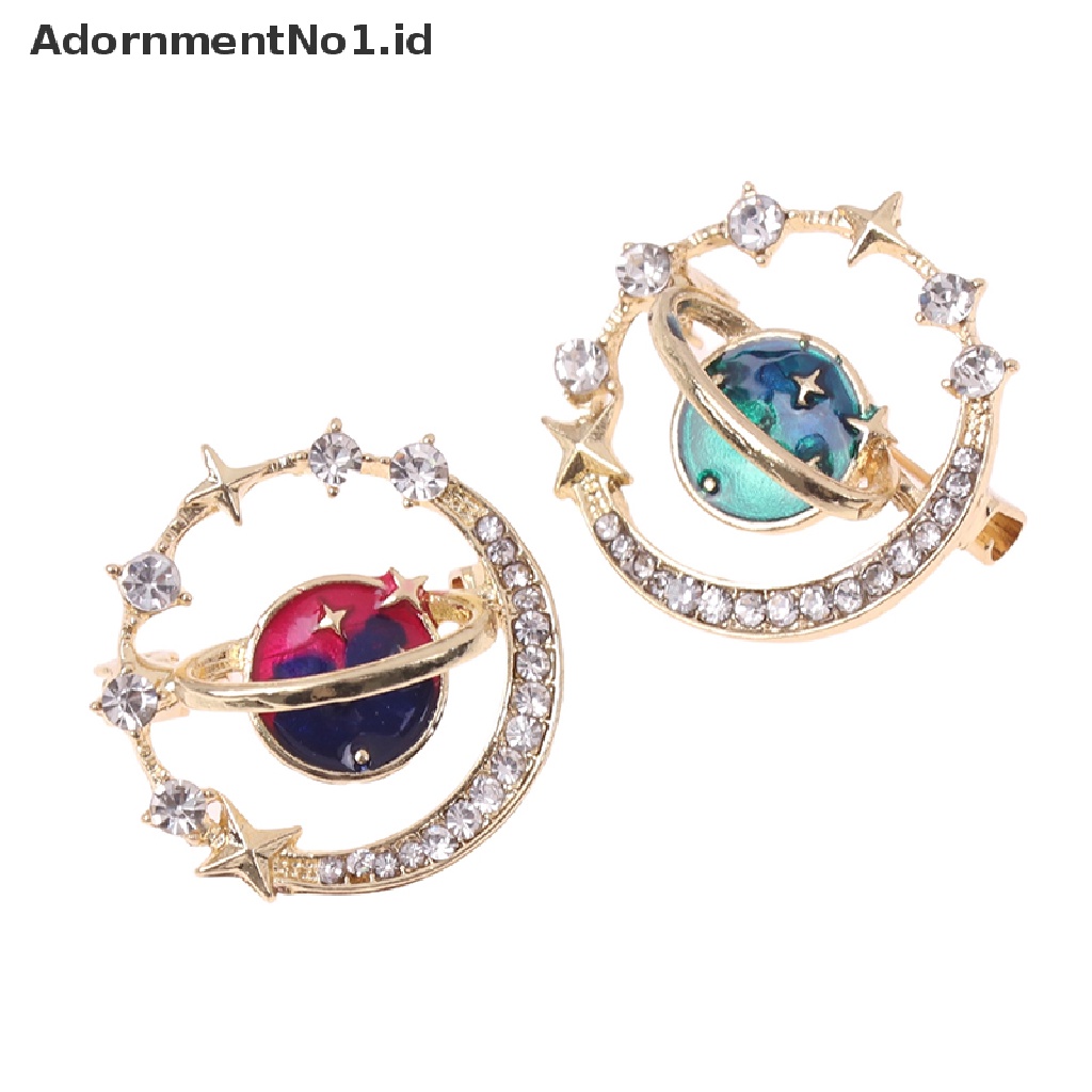 [AdornmentNo1] Lucu Bumi Bulan Bintang Bros Planet Biru Anti Liar Pin Jas Syal Bros Enamel Korsase Pin Perhiasan Hadiah [ID]