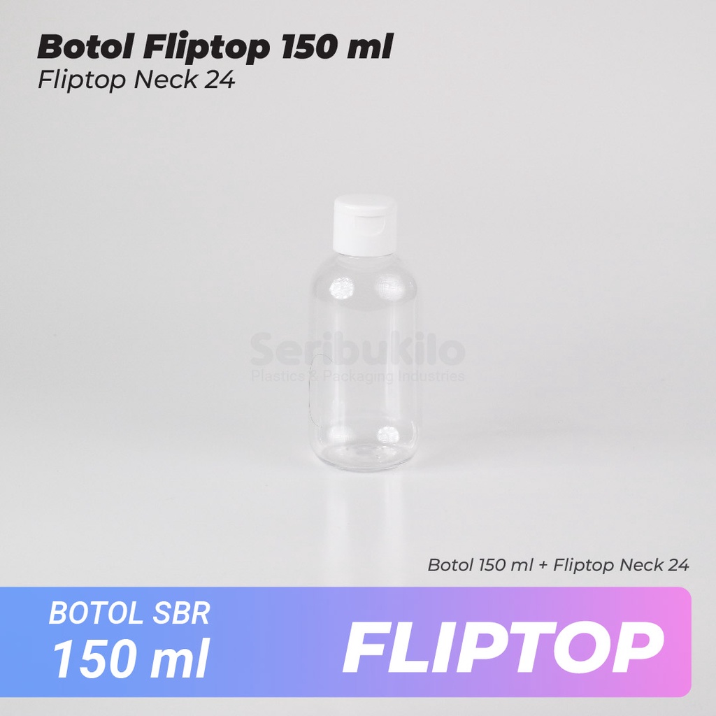 Botol Fliptop SBR 150 ml/Botol PET SBR 150ml Clear - Fliptop Clear/Putih/Hitam