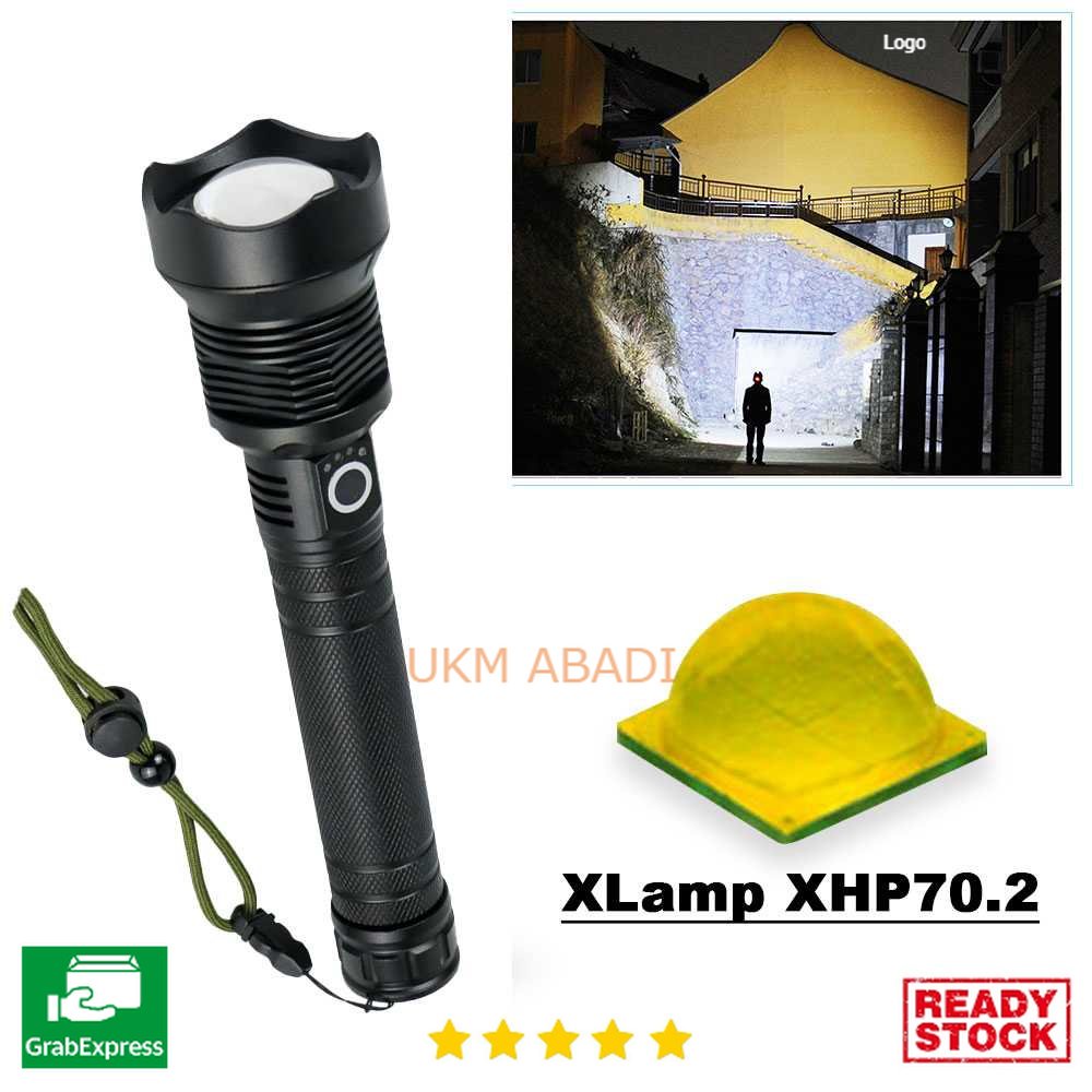 Senter LED Super Terang Long Range Zoom XHP70.2 9000 Lumens HS313