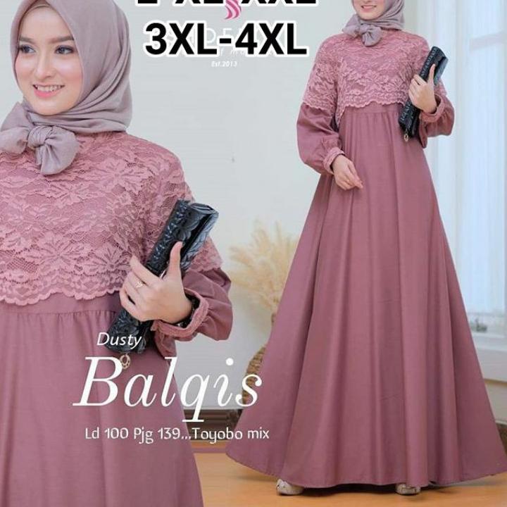 ✱ gamis jumbo brukat ukuran L XL XXL XXXL 4XL ld 140 Balqis/gamis murah/Dress murah/gamis brokat ➨
