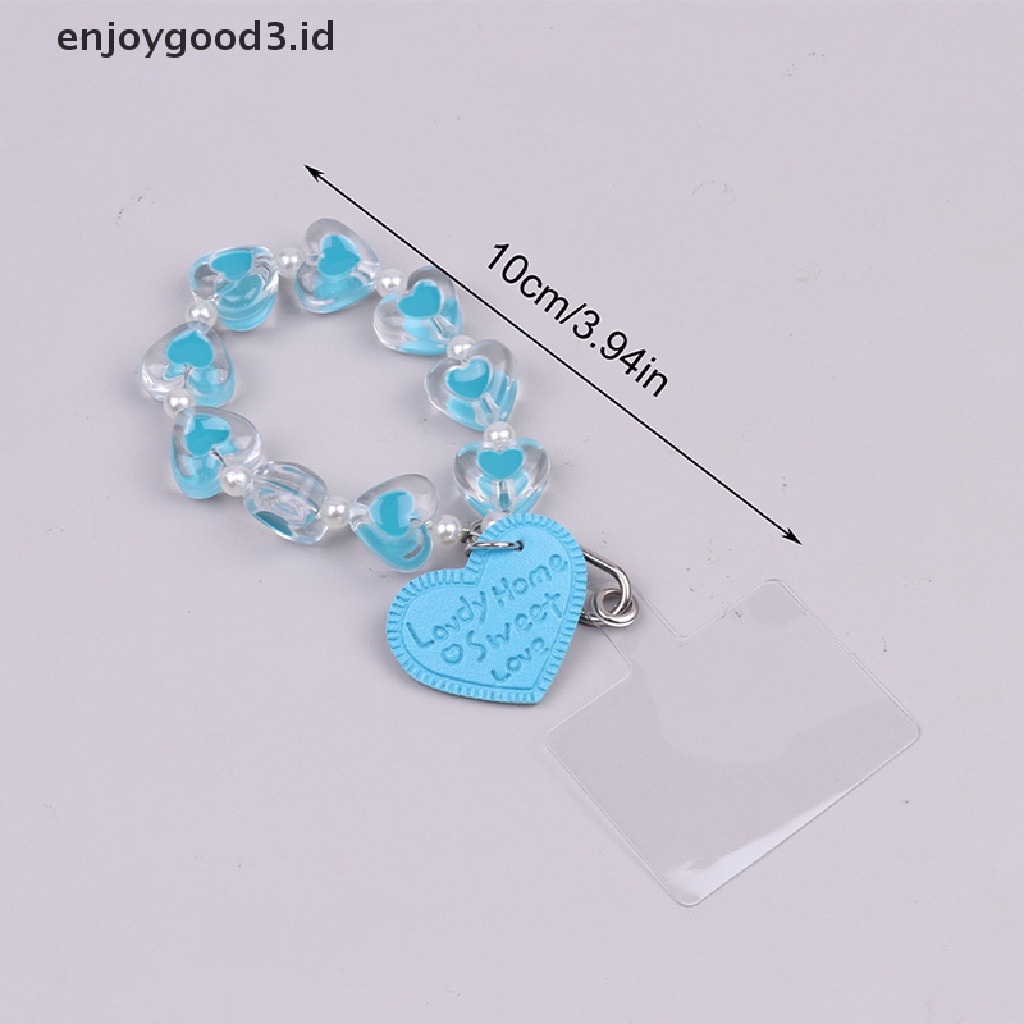 【 Rready Stock 】 Crystal Love Heart Hanging Ring for Mobile Phone Lanyard Anti-Lost Bracelet （ ID ）