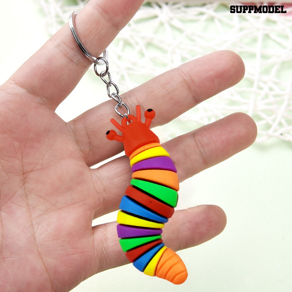 [SM] Gantungan Kunci Kartun Warna-Warni Realistis Serba Guna Reusable Dekorasi Silikon Lucu Caterpillar Key Ring Mobil Tas Liontin Untuk Dompet