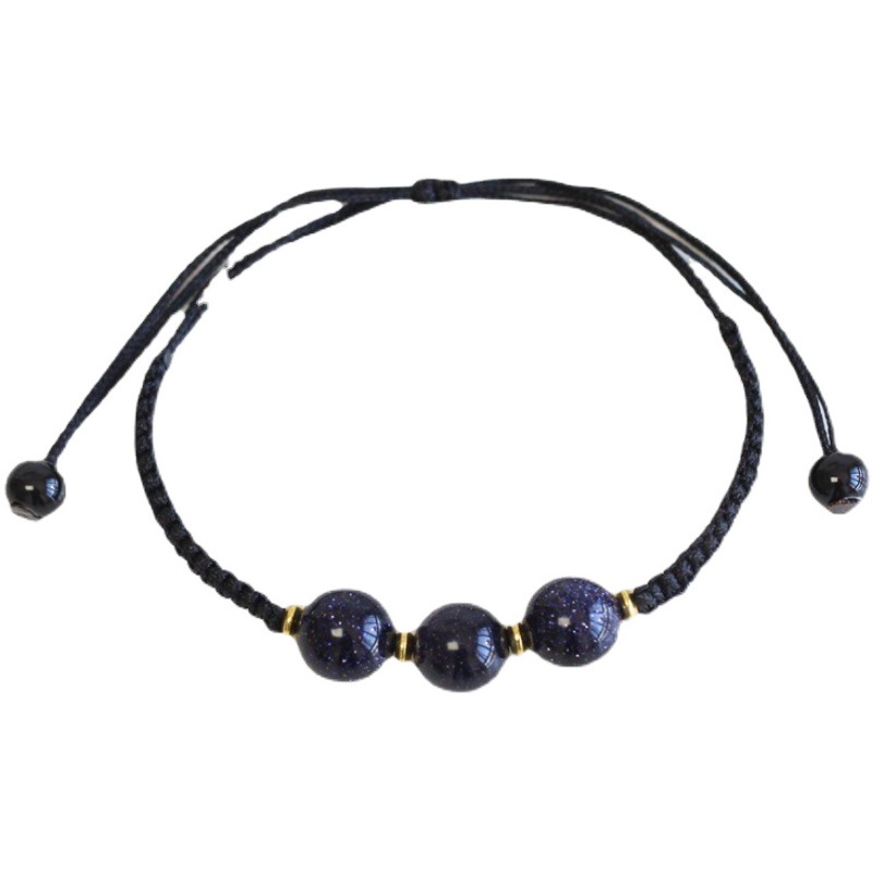 Gelang Ethnic Style Braided Blue Sandstone Bracelet