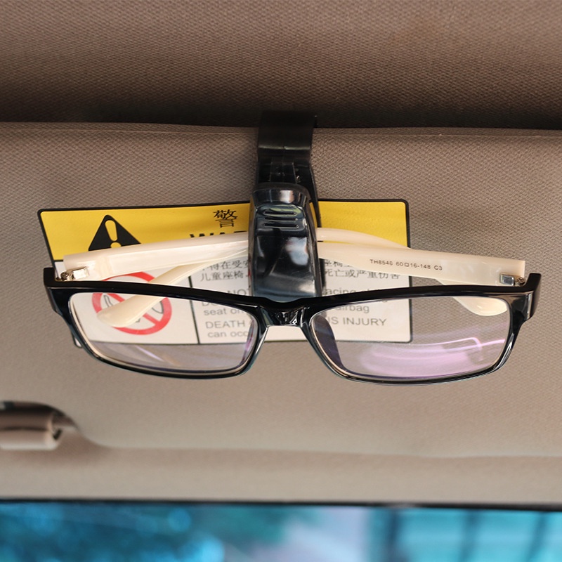 1pc Universal Car Sun Visor Mounted ABS Sunglasses Holder/Klip Kartu Otomotif Hemat Ruang Yang Dapat Dilepas Portabel/Rak Penyimpanan Kacamata Kendaraan