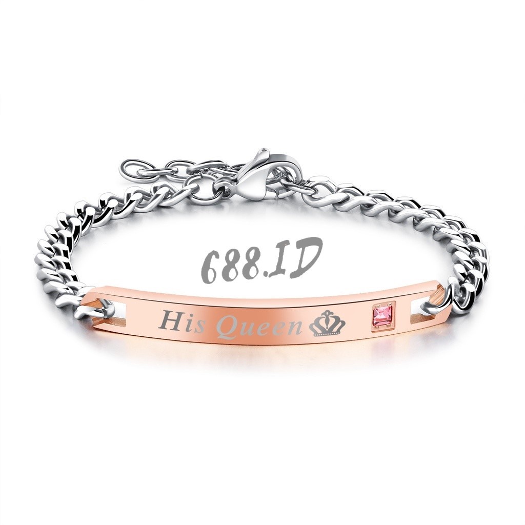 [688.id] Gelang Fashion Pria &amp; Wanita (TIDAK CUSTOM NAMA)  Bisa Couple Her King His Queen Pasangan Bestie Murah Meriah GL 34