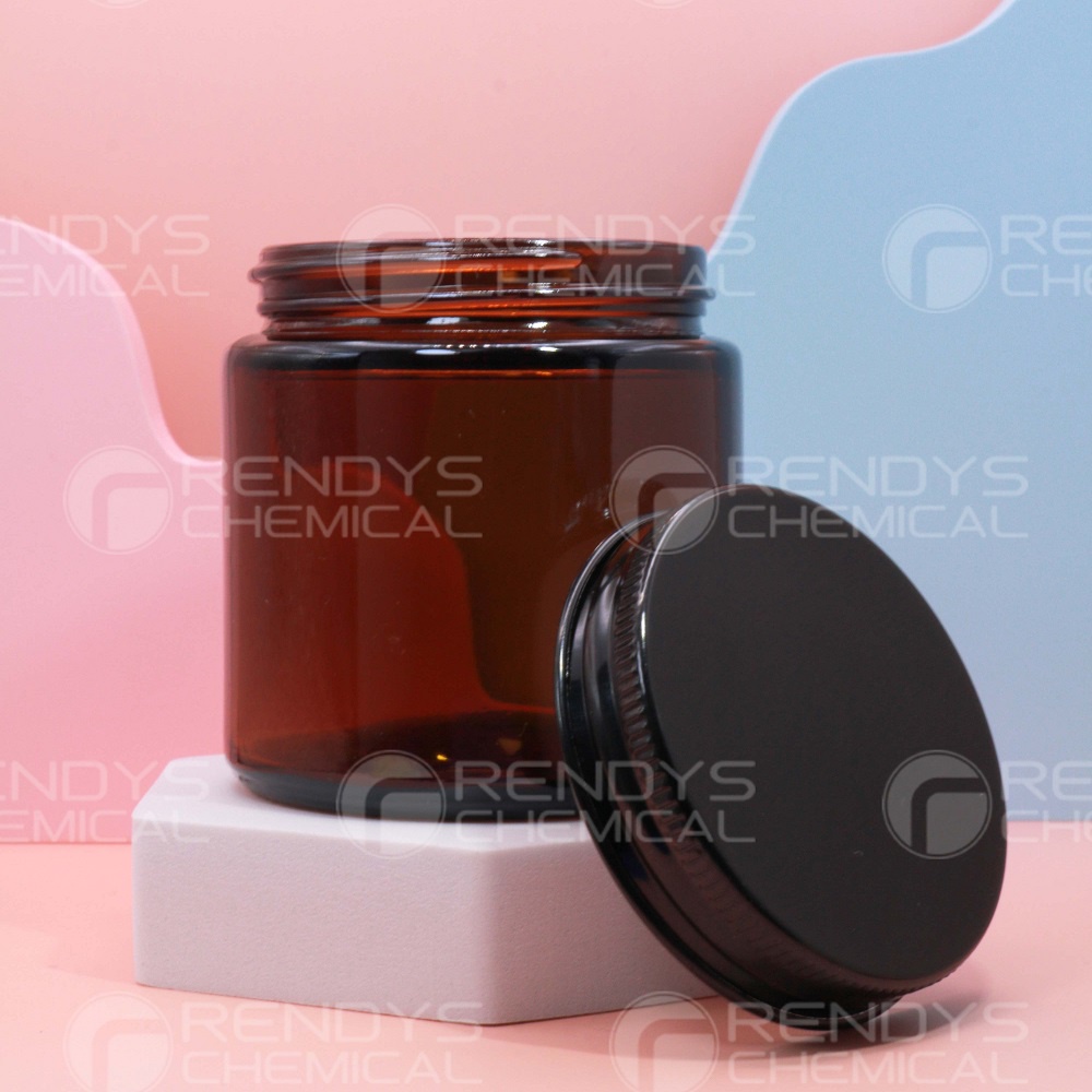 Jar Kaca Amber 100ML 200ML Bulat Tutup Aluminium Hitam / Toples Kaca / Glass Jar 100 ML 200 ML / Candle Jar / Stoples Serbaguna