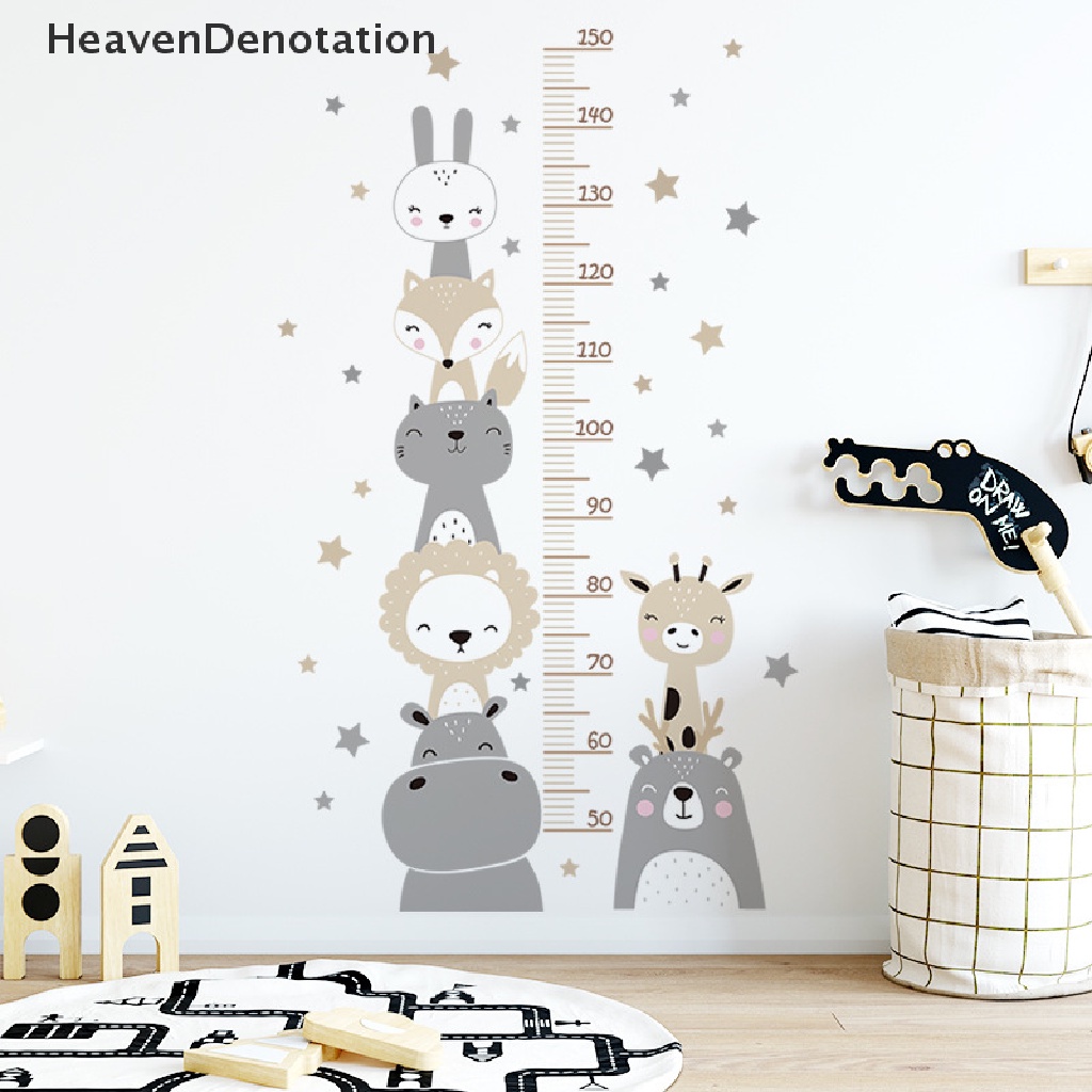[HeavenDenotation] Gaya Warna Boho Smile Animals Bear Lion Hearts Pengukuran Tinggi Badan Ruller Stiker Dinding Untuk Kamar Anak Baby Nursery Wall Decals HDV
