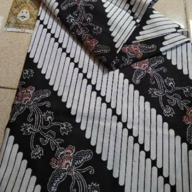 YO69 Kain Batik Parang Kembang Bunga Hitam Putih Jarik Kebaya Manten Seserahan Jawa Bagus Bahan Prim