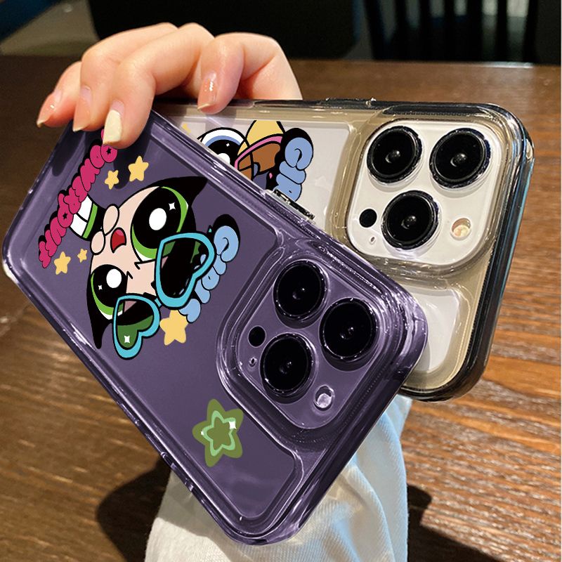 IPHONE Gadis Lucu Soft Phone Case Kompatibel Untuk Iphone14 13 11 12 Pro XS Max Casing Transparan XR X8 7 6S Plus Silikon TPU Shockproof Cover