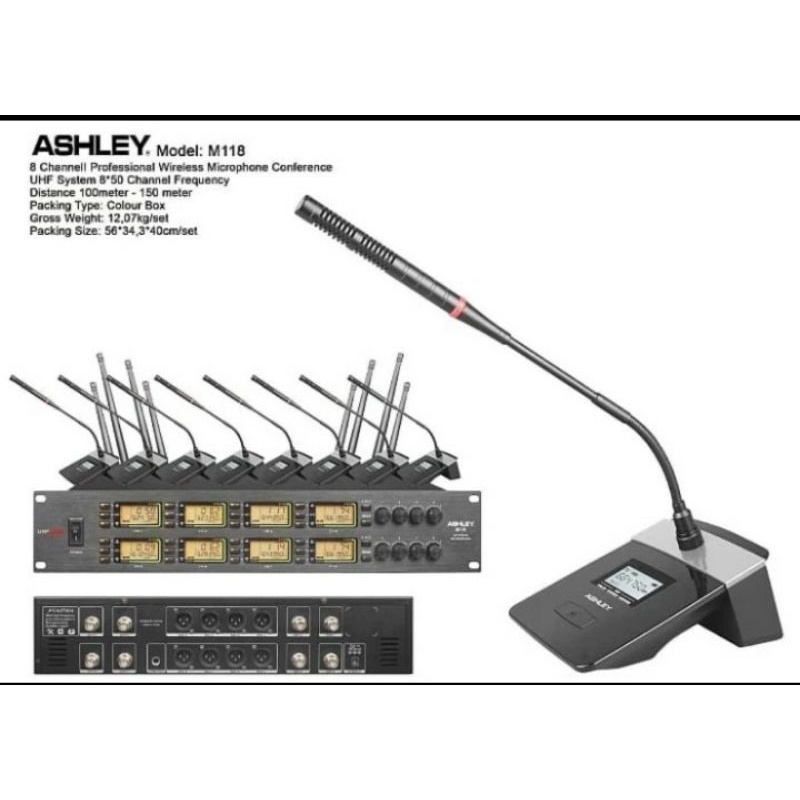 Mic Wireless Meja Conference Podium Ashley M118 M 118 Original 8 Mic