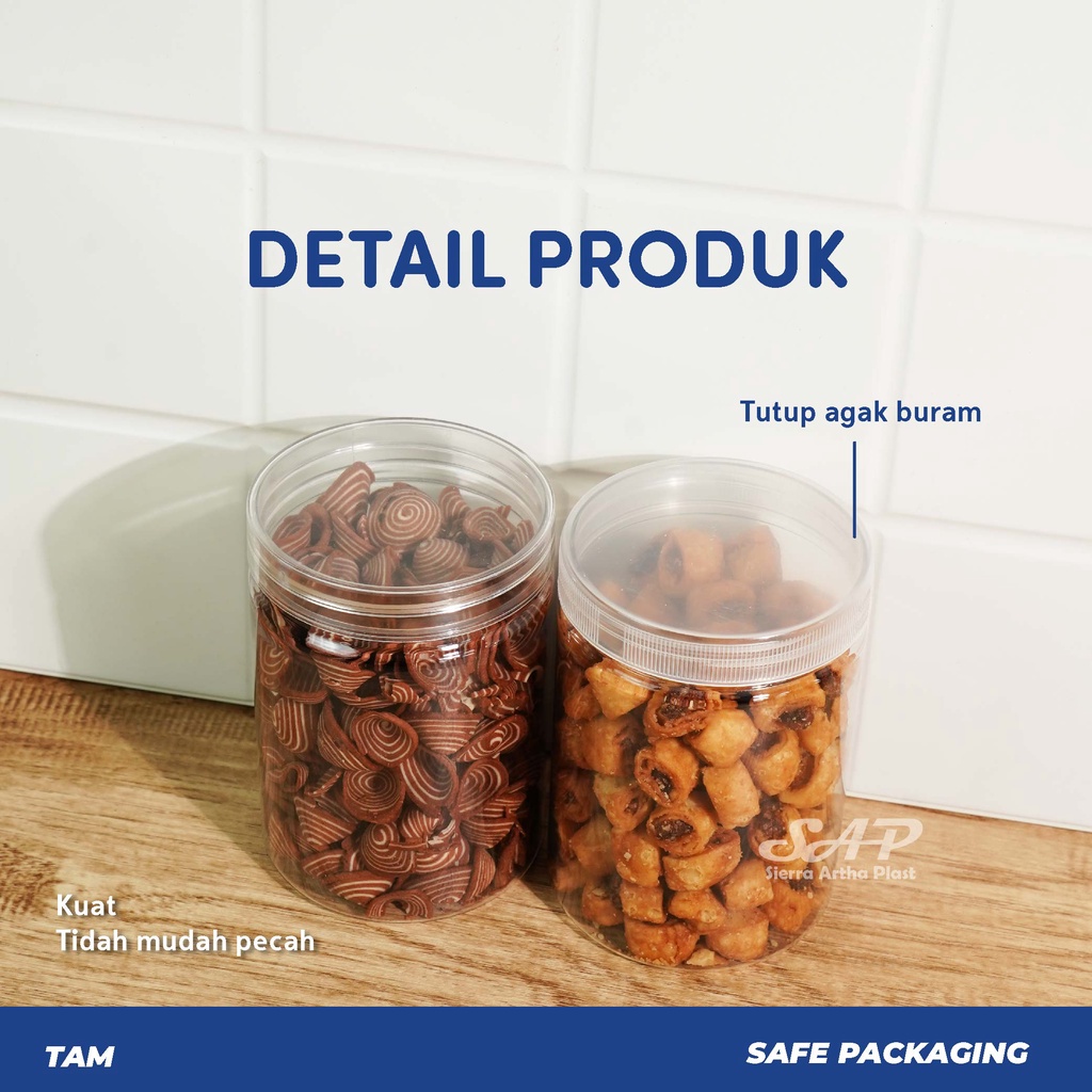 Toples Plastik Tutup Putih Doff | Toples Bulat | Toples Tabung | Candy Jar |  Silinder Jar | Uk. 300 ml / 600ml / 1000 ml