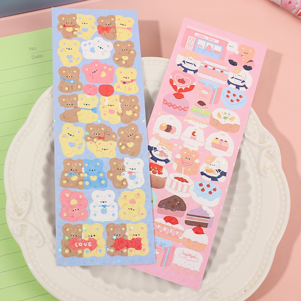 1lembar DIY Kreatif Stiker Dekoratif PVC Tahan Air Stiker Kartun Berkilau Stiker Gaya Korea Kepribadian Tangan Akun Lucu Guka Stiker Untuk Anak-Anak Scrapbook Membuat Kartu