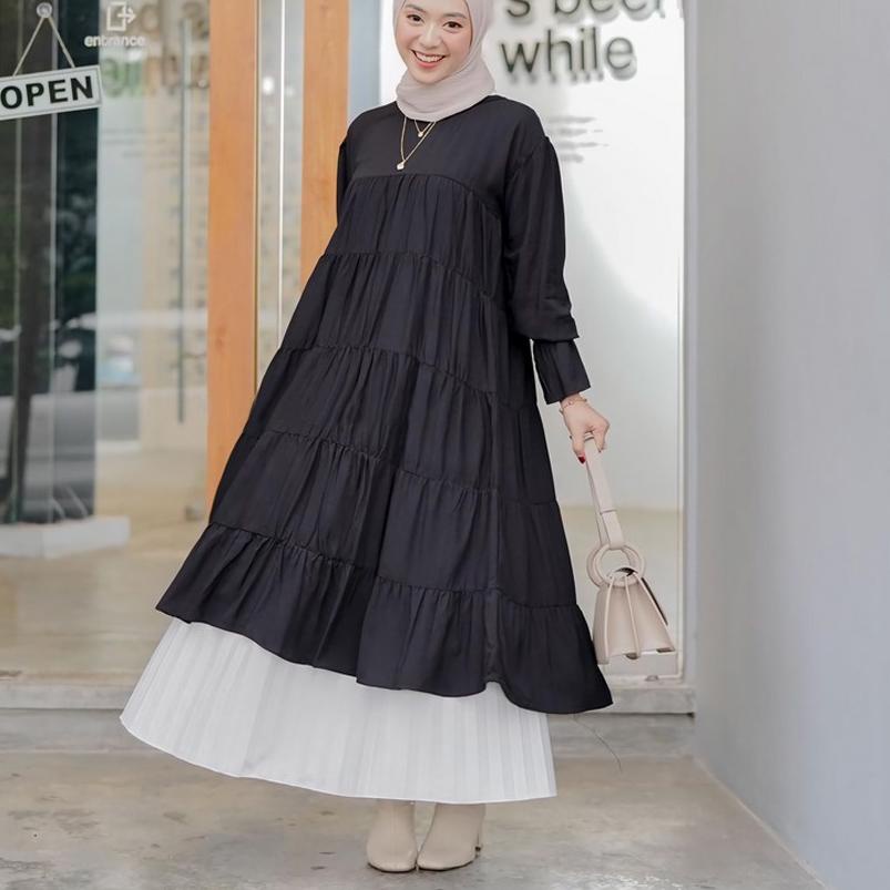 ☜ CEMPAKA TUNIK FULL RUFLE / CEMPAKA TUNIK JUMBO RAYON PREMIUM RUFFLE /MIDI DRESS CREPE ✼