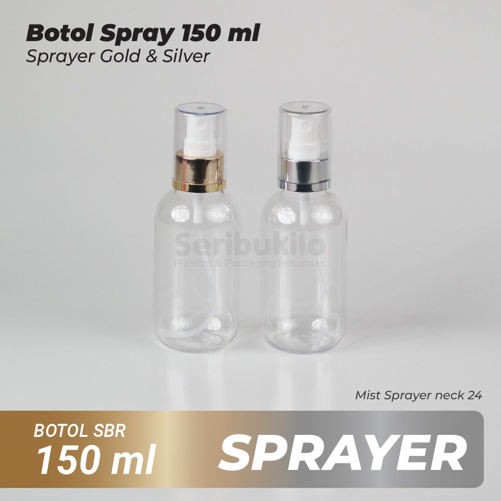 Botol Spray 150 ml /Botol PET Spray 150 ml SBR/Botol 150 ml Spray Gold/Silver Full Cover