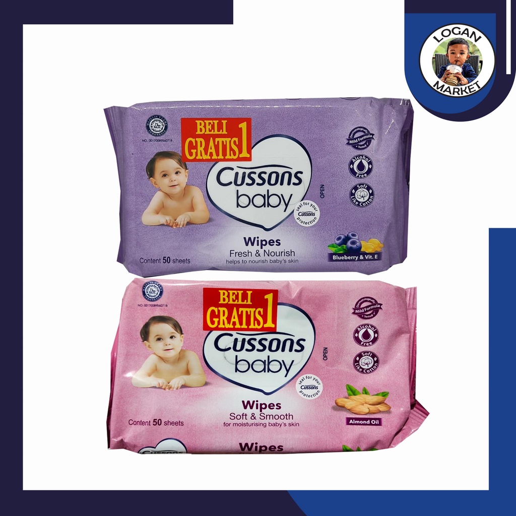 Cussons Baby Wipes Tisu Tissue Basah Bayi 2 Pack (Beli 1 Gratis 1)