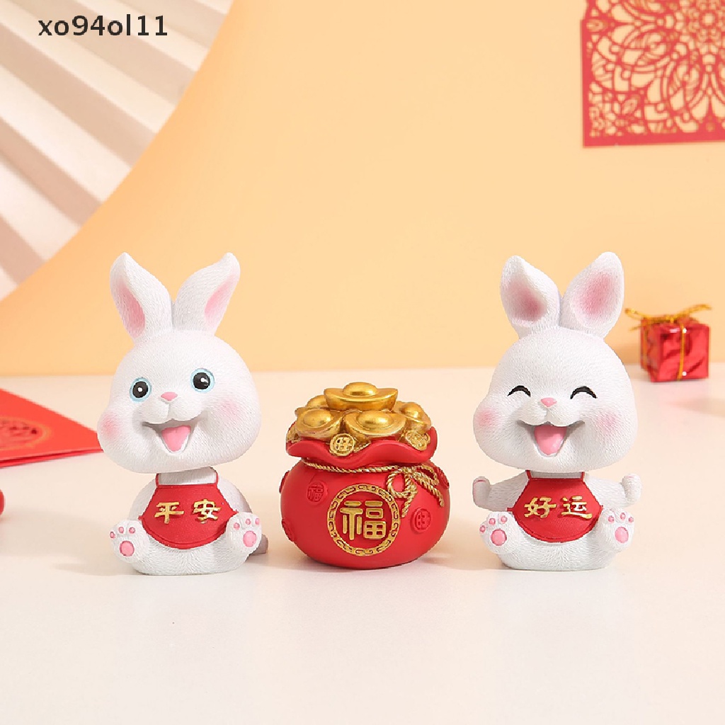 Xo Kawaii Hiasan Mobil Kelinci Dekorasi Tahun Mini Resin Bunny Cute Decoration OL