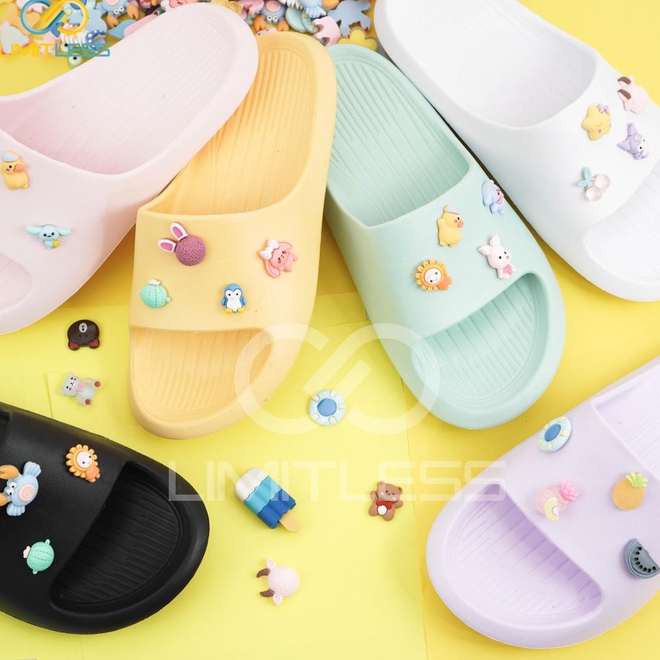 RECOMENDED Limitless - Sandal Cewek Slip On Jelly Stiker 3D - Size 36-40