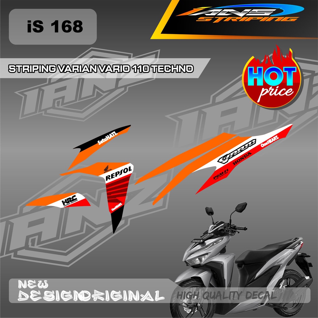 DECAL STIKER HONDA VARIO TECHNO 11O FULLBODY 2009-2013 DESAIN SIMPEL REPSOL / STIKER BODY VARIO 110 REPSOL / STRIPING KERETA HONDA VARIO IS168