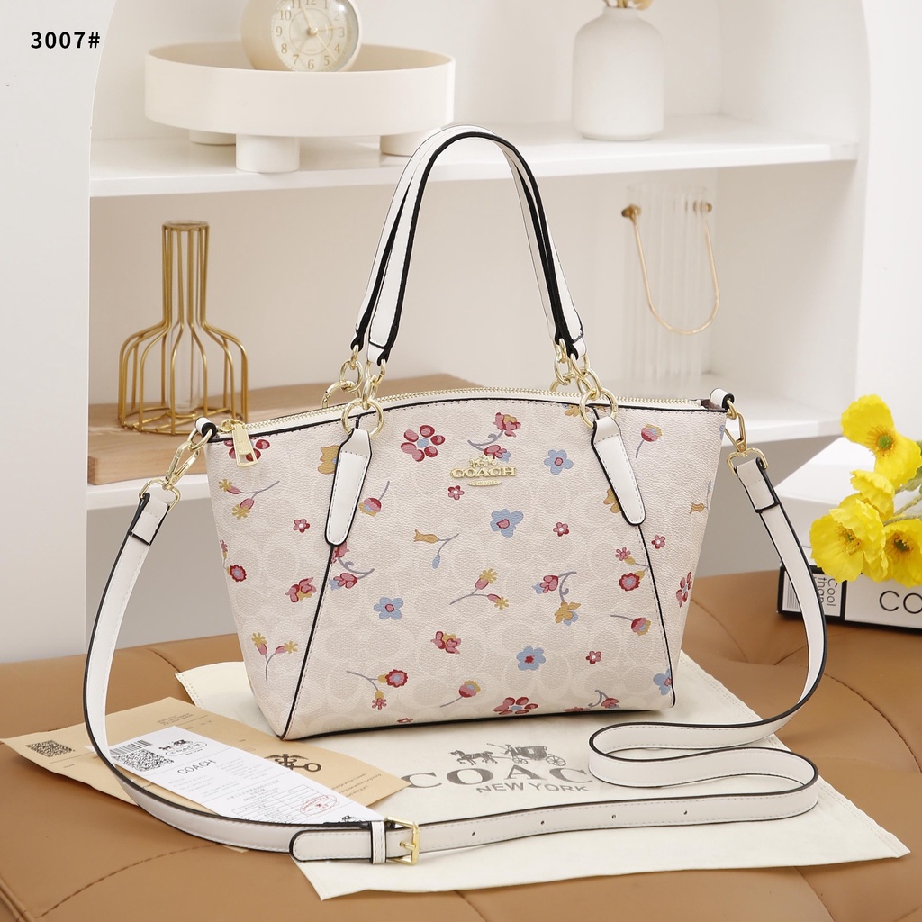 COA Satchel With Dreamy Land Floral Print and Signature Canvas 3007