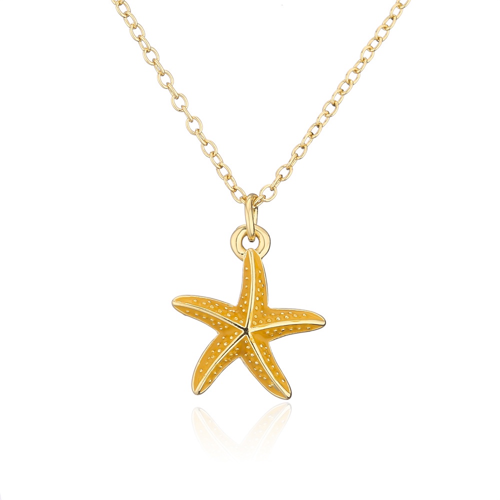 [COD Tangding] Vintage Starfish Pendant Kalung Wanita Gadis Fashion Menetes Minyak Klavikula Rantai Perhiasan