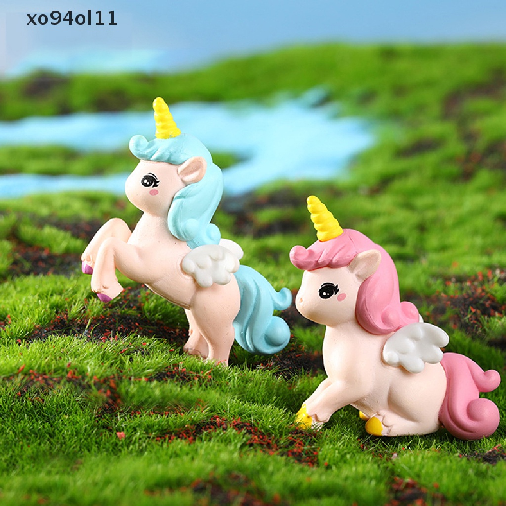 Xo 1pc Unicorn Lucu Ornamen Kerajinan Keluarga Lanskap Mikro Miniatur Patung OL