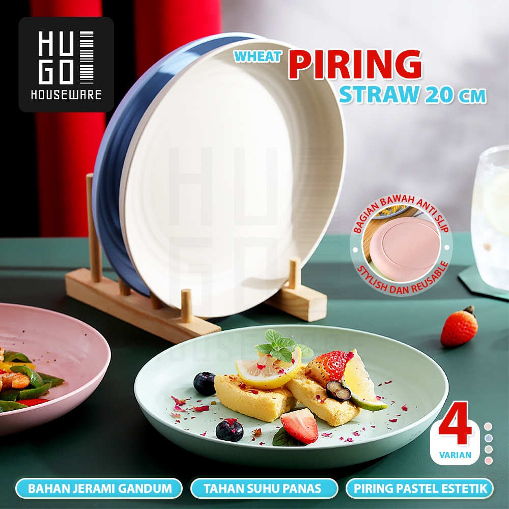 HUGO Piring Makan Jerami Piring Plastik Piring Saji Piring Wheat Straw Bahan Tebal