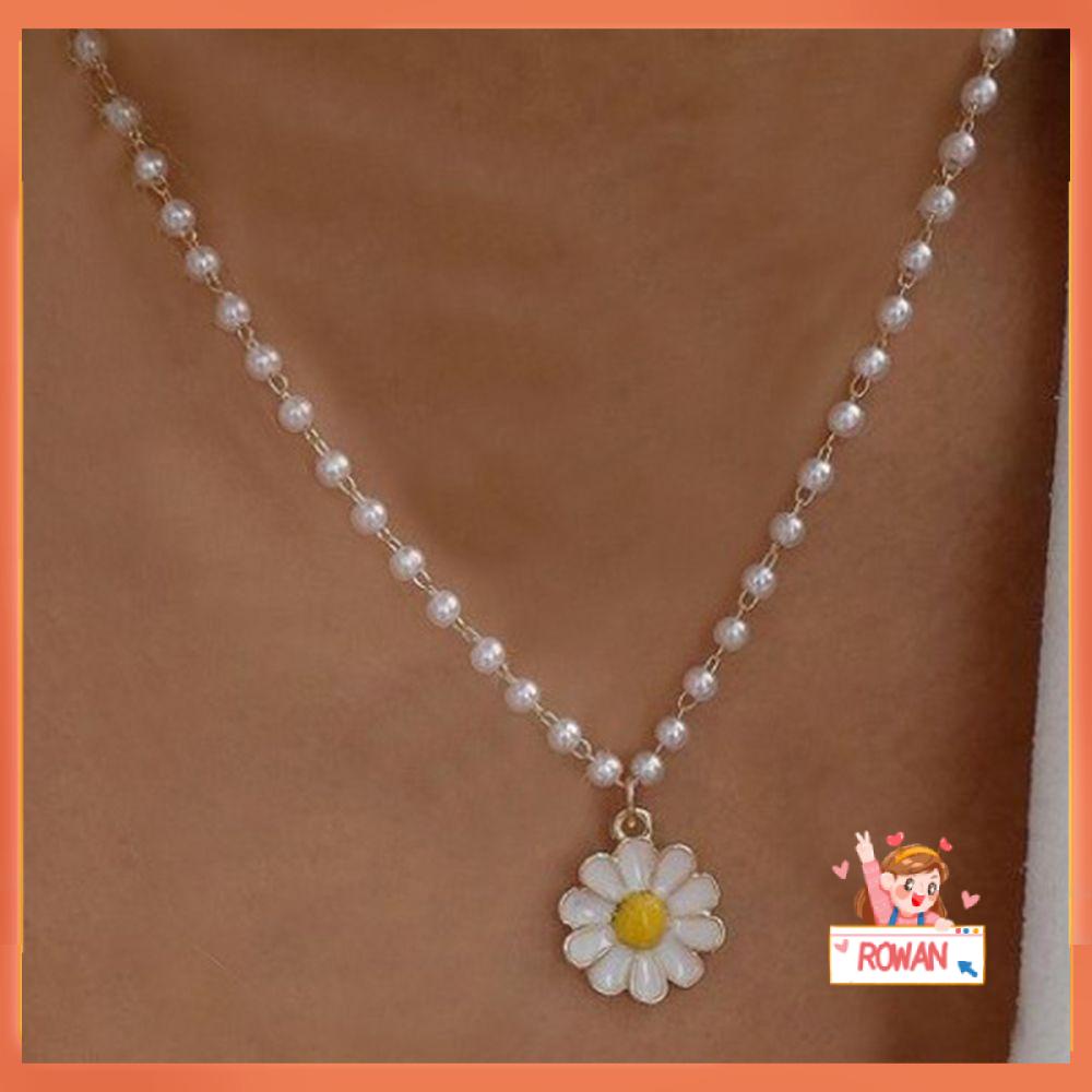 R-flower White Daisy Kalung Hadiah Pesta Bunga Minyak Trendy Jewellery Pendant