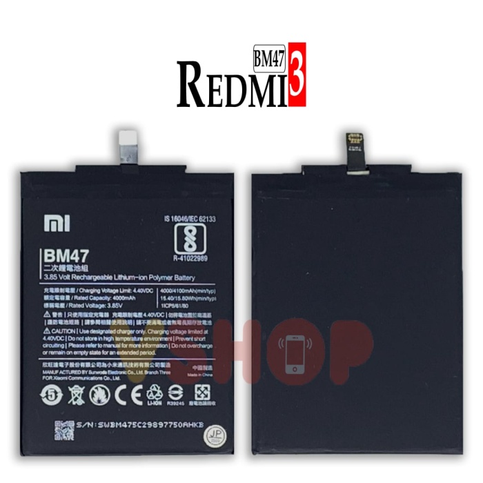 Baterai Batre Xiaomi Redmi 3 Redmi 4X Bm47 Original #Original