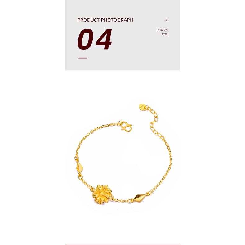 Goldkingdom Perhiasan Fashion 24 K Bangkok Aksesoris Ready Stock Daisy Kecil Gelang Segar Dan Manis Segalanya Bunga Matahari Gelang Tipis