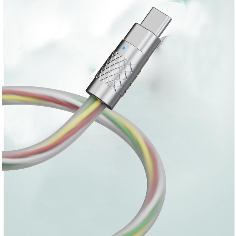 1m 6A Zinc Alloy Rainbow Cable USB Handphone Kabel Data Pengisian Cepat Untuk Tipe-c