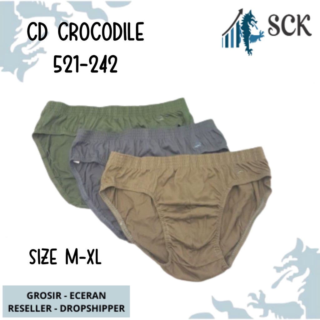 [ISI 3] CD Pria CROCODILE 521-242 Pinggang Karet Biasa / Celana Dalam Crocodile / PAKAIAN DALAM Pria - sckmenwear GROSIR