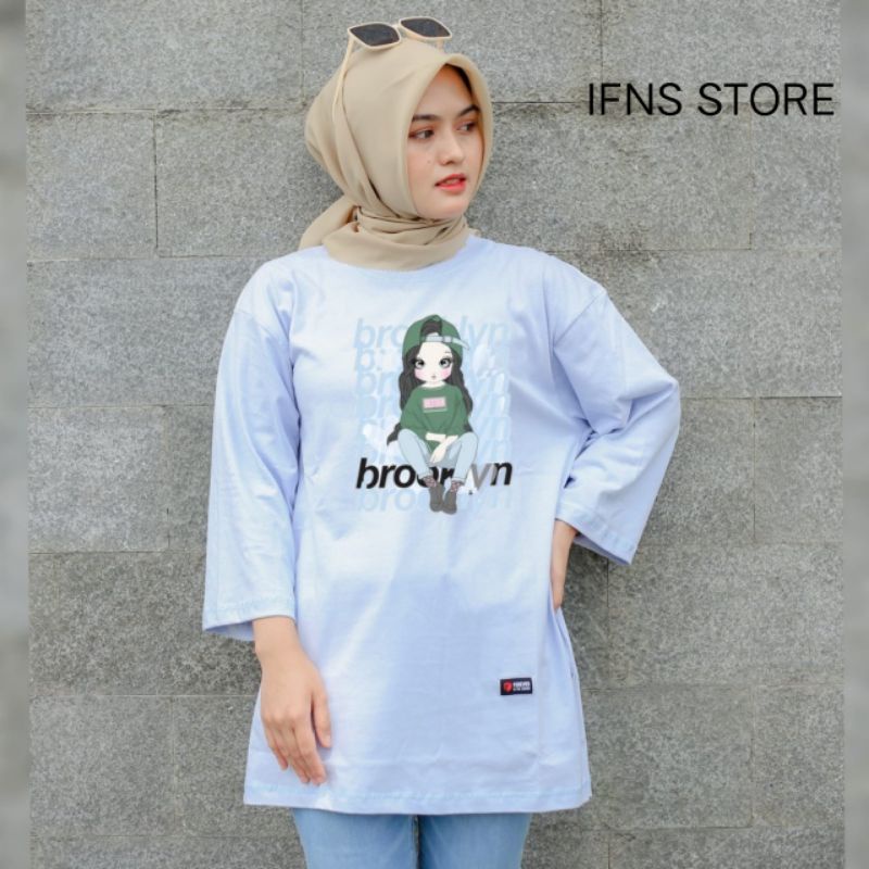 Kaos Oversize Wanita Terlaris Atasan Jumbo Hijabers Bahan Tebal Lengan Panjang Belah Pinggir Basic O