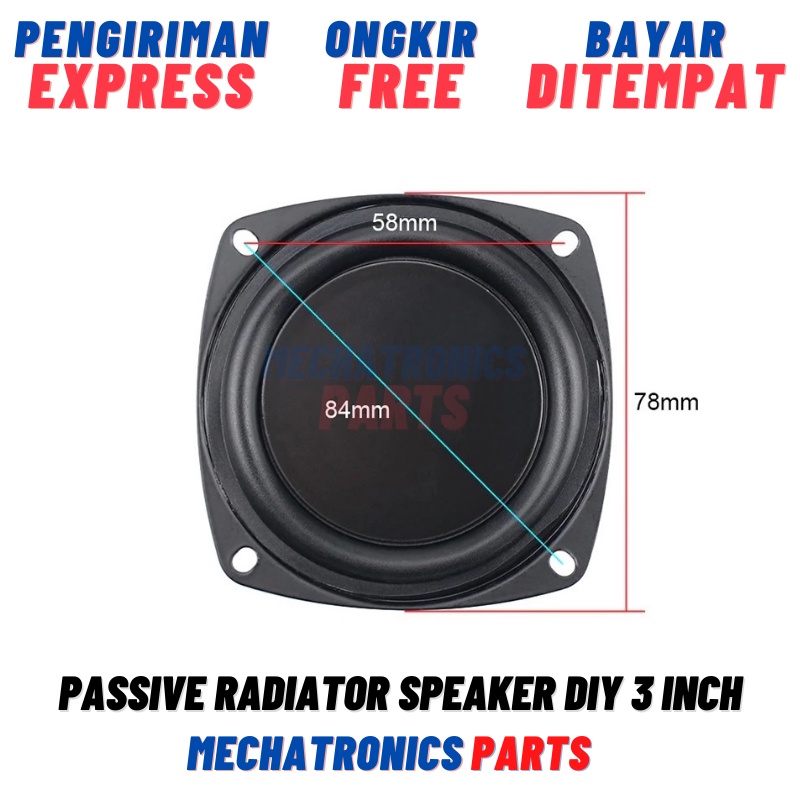 Passive Radiator Speaker DIY 3 Inch 3&quot; Pasif Rakitan SubWoofer Low Bass BOOM BOX