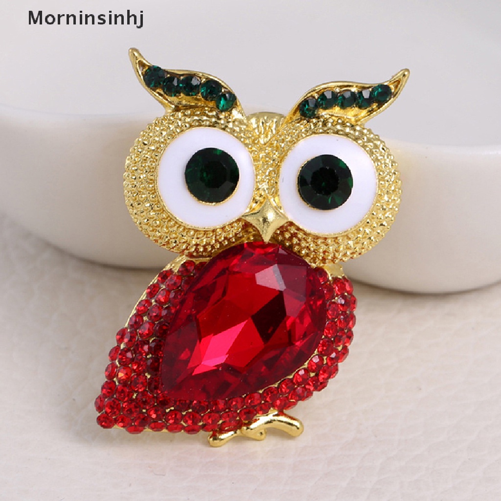 Mornin Kristal Mata Besar Owl Bros Untuk Wanita Klasik Burung Hantu Pesta Santai Bros Pin Hadiah Seri Hewan Bros id