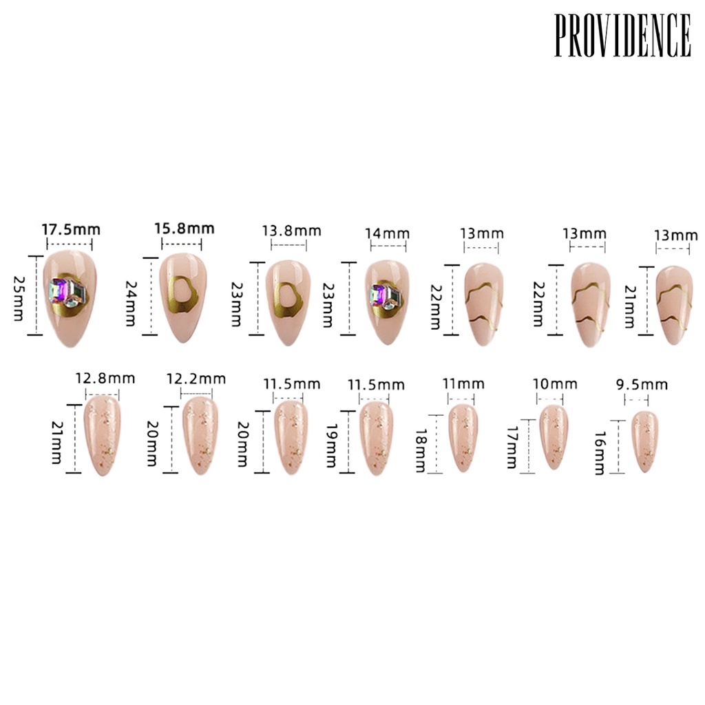 Providence 1set Nail Tip Press-on Tipe 24Pcs Patch Stiker Kuku Palsu Glitter Pink Gaya Perancis Untuk Salon